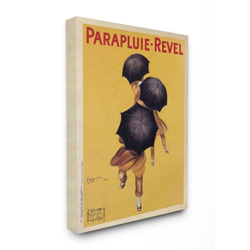 Stupell Parapluie-Revel Vintage Poster Yellow Design Canvas Wall Art