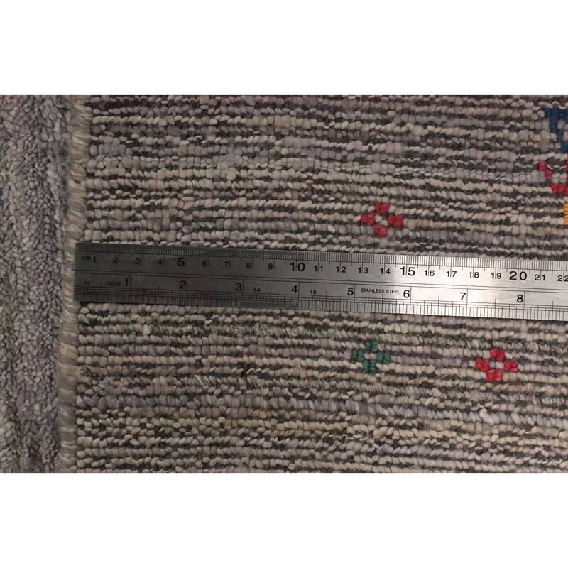 Hand Knotted Oriental Viscose Silk Carpet Tribal Animal Pictorial Greys & Charcoal Gabbeh Area Rug - 11' 8'' X 8' 6''