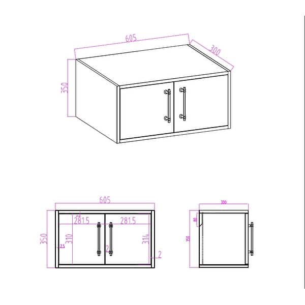 dimension image slide 0 of 2, Victoria 48'' Floating Double Sink Vanity with LED light Top Cabinet