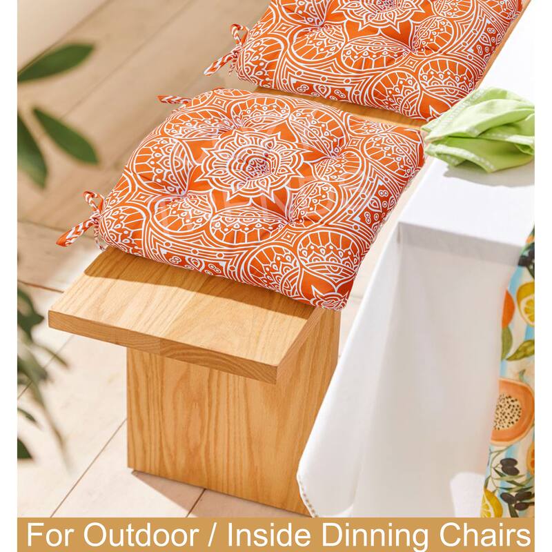 Indoor/Outdoor Chair Seat Cushion, Tufted, Weather, and Fade Resistant, 19" x 19"