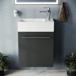 Wall Mount Cabinet Sink Dandi 17.75" White Porcelain Sink with Faucet, Drain with Overflow and Towel Bar Renovators Supply