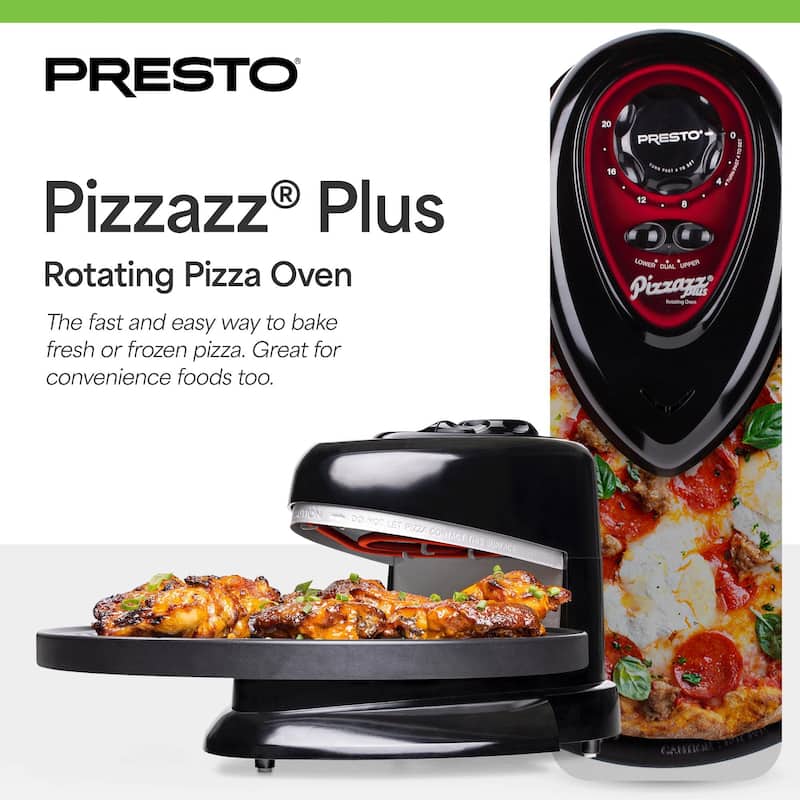 Presto Pizzazz Plus Rotating Pizza Oven, Bake 7-12" Pizzas, Wings, Rolls & More - 12