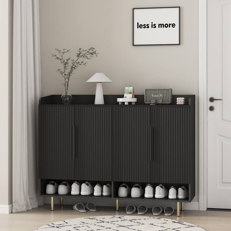 Large Black Shoe Storage Cabinet