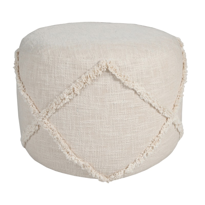 Sevita Solid Textured Decorative Diamond Pouf Ottoman