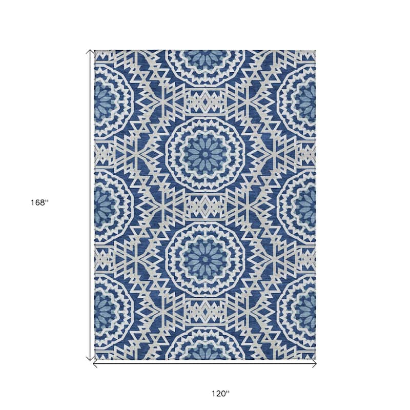 HomeRoots Floral Medallion Transitional Rectangle Outdoor Rug