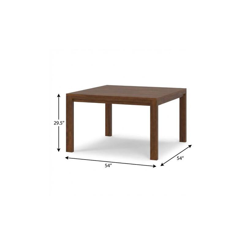 HomeRoots 54" Walnut Wood Frame Base Square Dining Table - 54.00 in. x 29.50 in. x 54.00 in.
