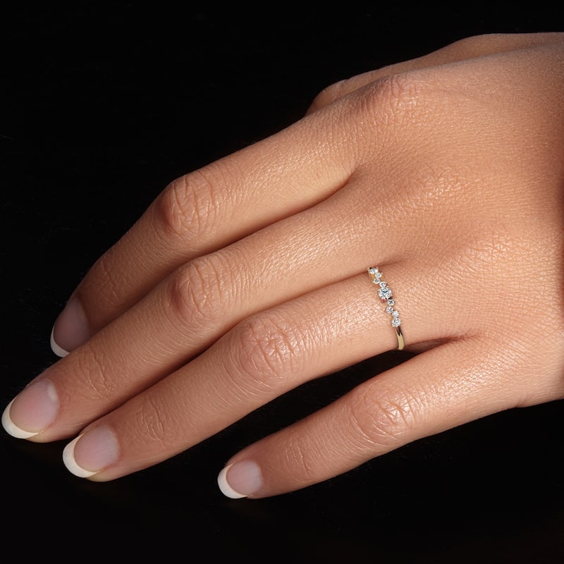 14k Gold Plated Sterling Silver Lab Diamond 1/6 ct Stacking Ring Band
