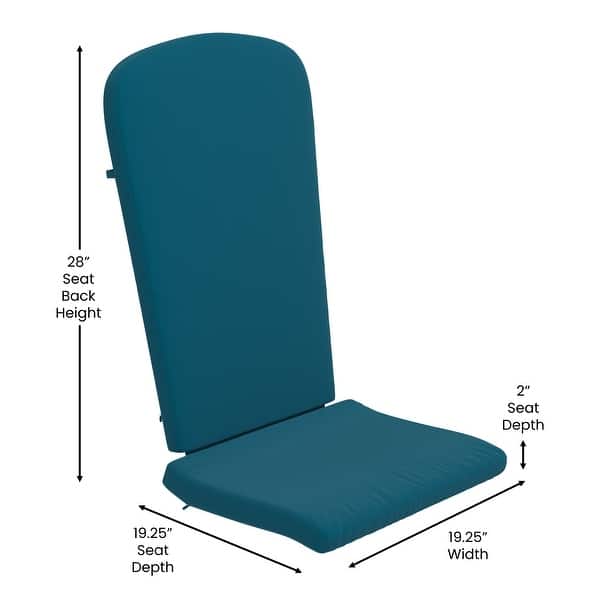 dimension image slide 6 of 7, Indoor/Outdoor Folding Adirondack Chairs with Cushions - Set of 2 - 30.25"W x 34"D x 37"H