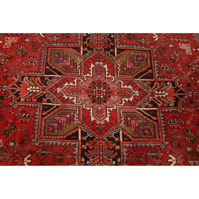 Hand Knotted Oriental 100% Wool Carpet Traditional Medallion Red Heriz Area Rug - 10' 3'' X 7' 9''