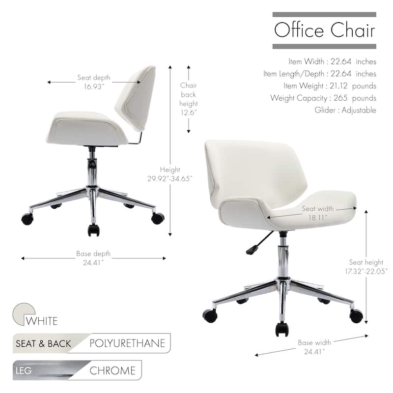 Porthos Home Orli Faux Leather or Fabric Mid-Century Office Chair