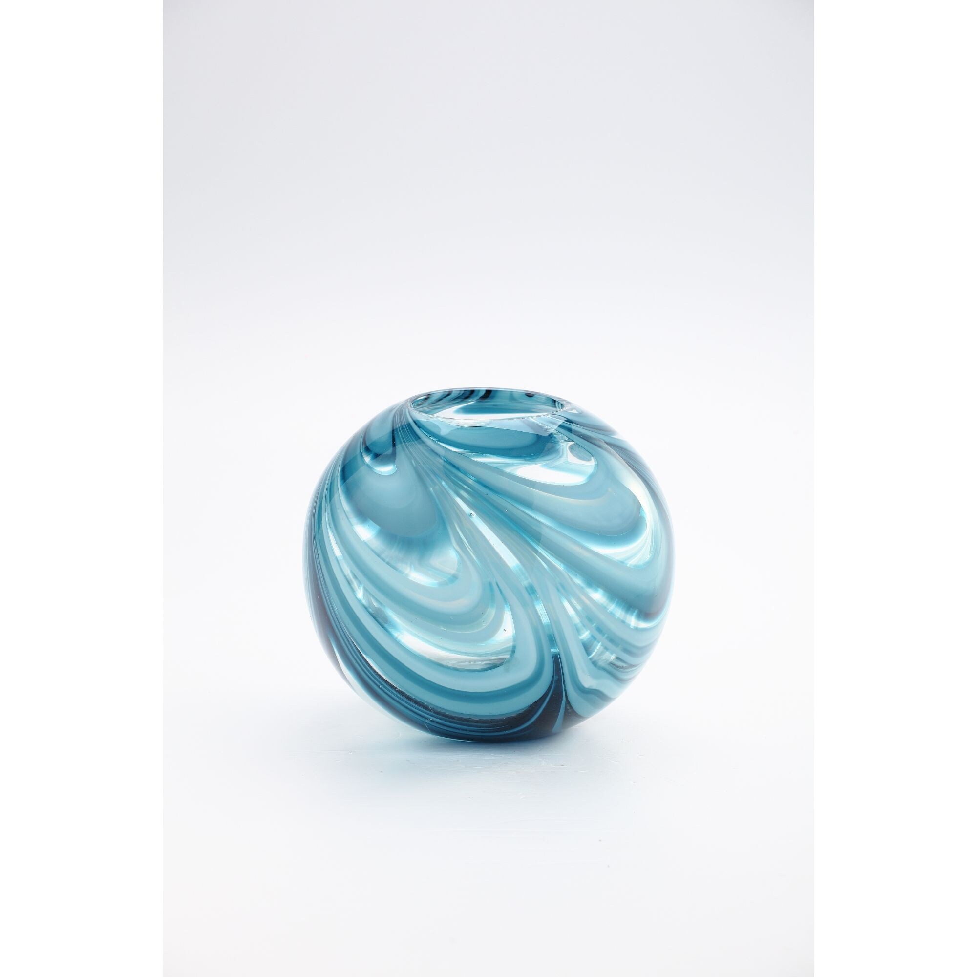 Shop 7 Blue And White Abstract Design Glass Round Vase