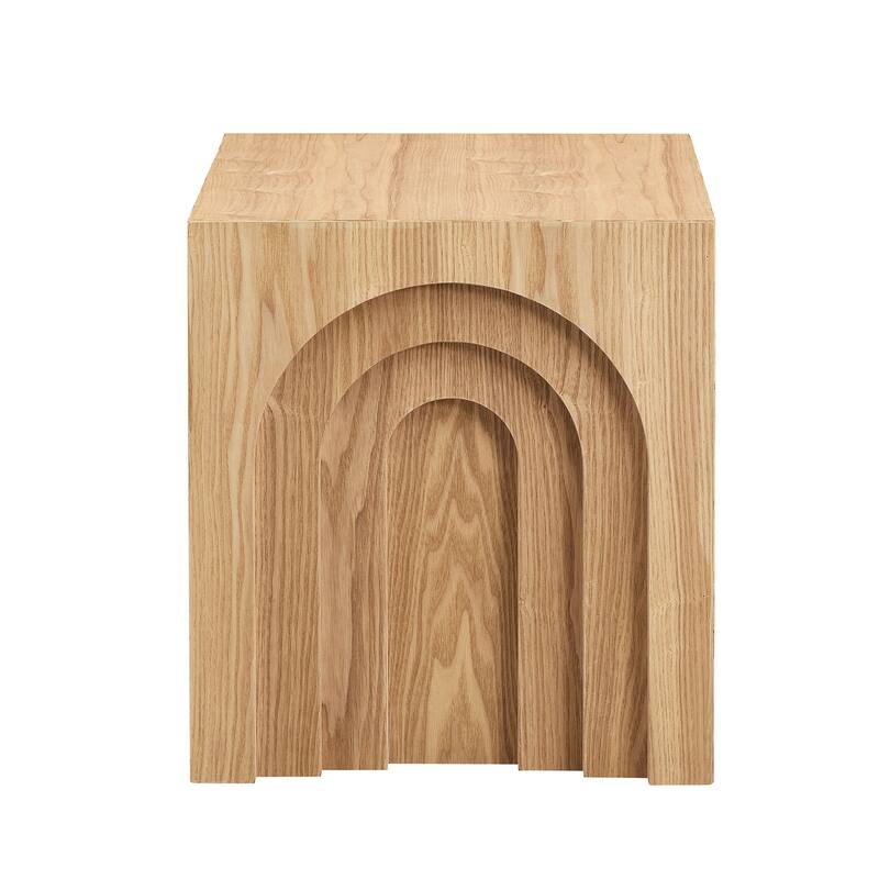Modern Square Wood Side Table, Decorative Accent Table for Small Space