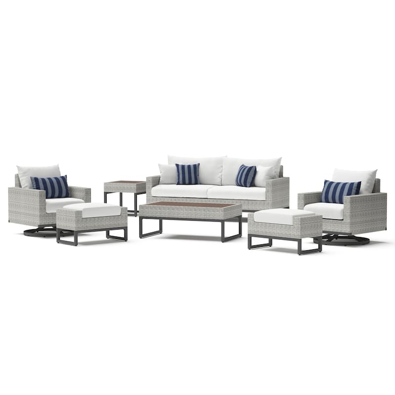 Milo Gray 7 Piece Sunbrella Outdoor Patio Motion Deep Seating Set
