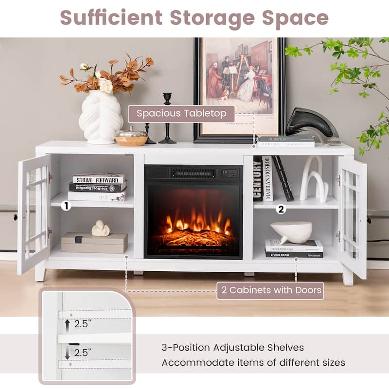 Costway 58 Inches Fireplace TV Stand for TVs up to 65 Inches with - 58'' x 16'' x 25''
