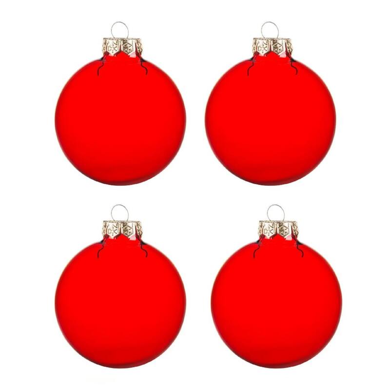 Matte Finish Glass Christmas Ball Ornaments 4.75" (120Mm) Red 4Ct