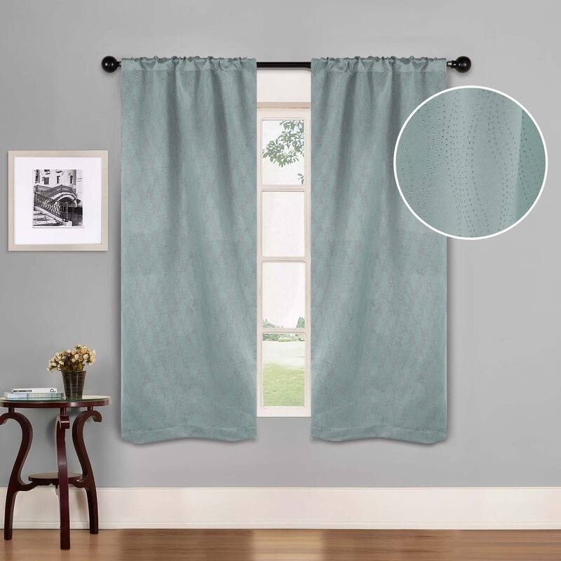 Superior Zuri Washable Room Darkening Curtains, Set of 2 Panels - 26"x63" - Sea Foam