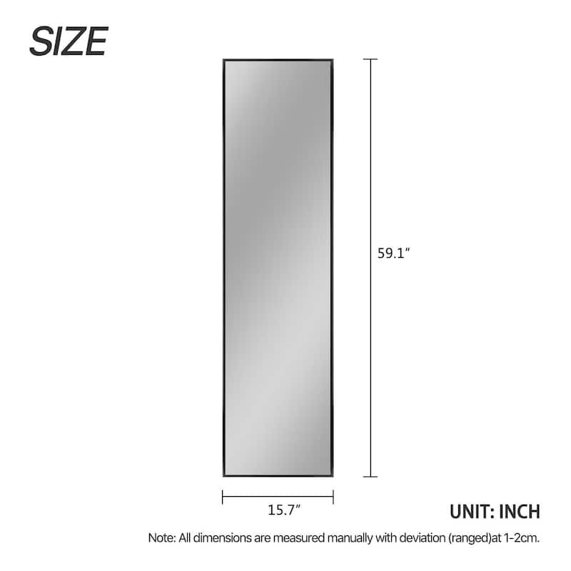 Modern Sleek Metal Frame Full-length Hanging or Leaning Wall Mirror