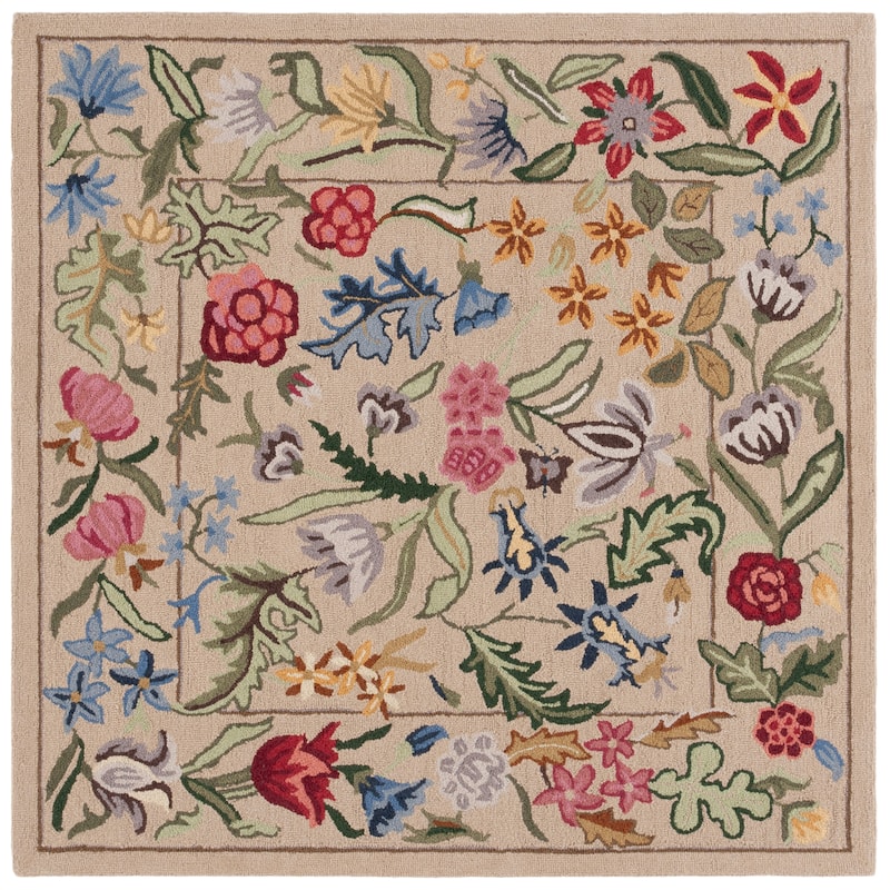 SAFAVIEH Handmade Chelsea Todora Oriental Wool Rug - 5' Square - Beige/Pink