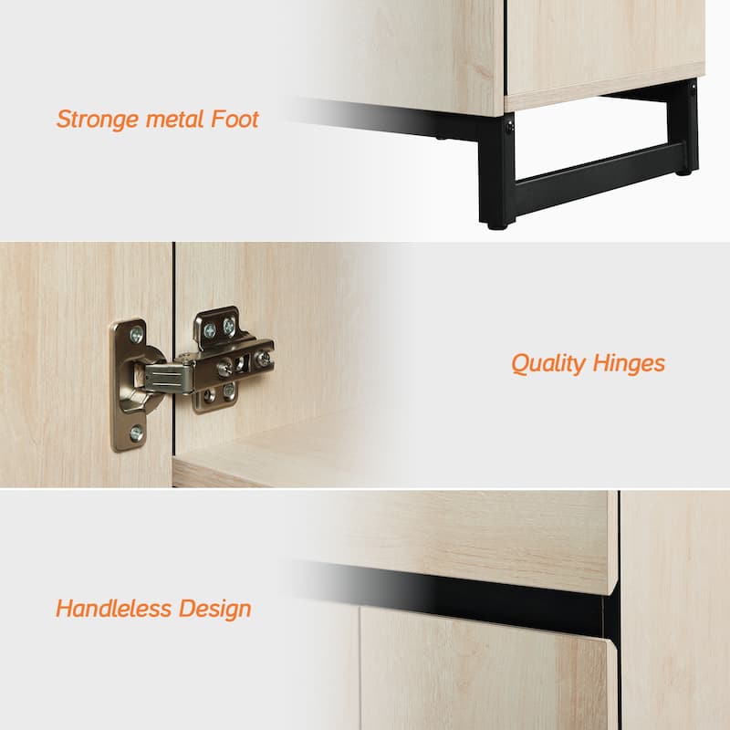 WAMPAT Modern Nightstand with 1 Drawer & 1 Storage Cabinet, Farmhouse Bedside Table with 2 Open Door forBedroom