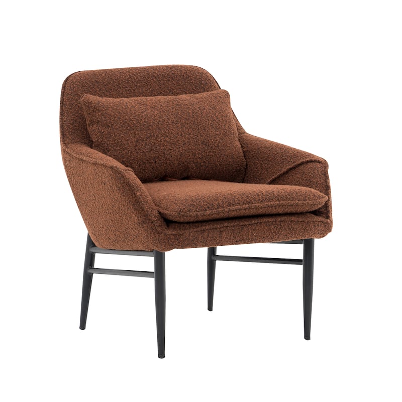 Porthos Home Hali Fabric Upholstered Accent Chair with Pillow, Steel Legs