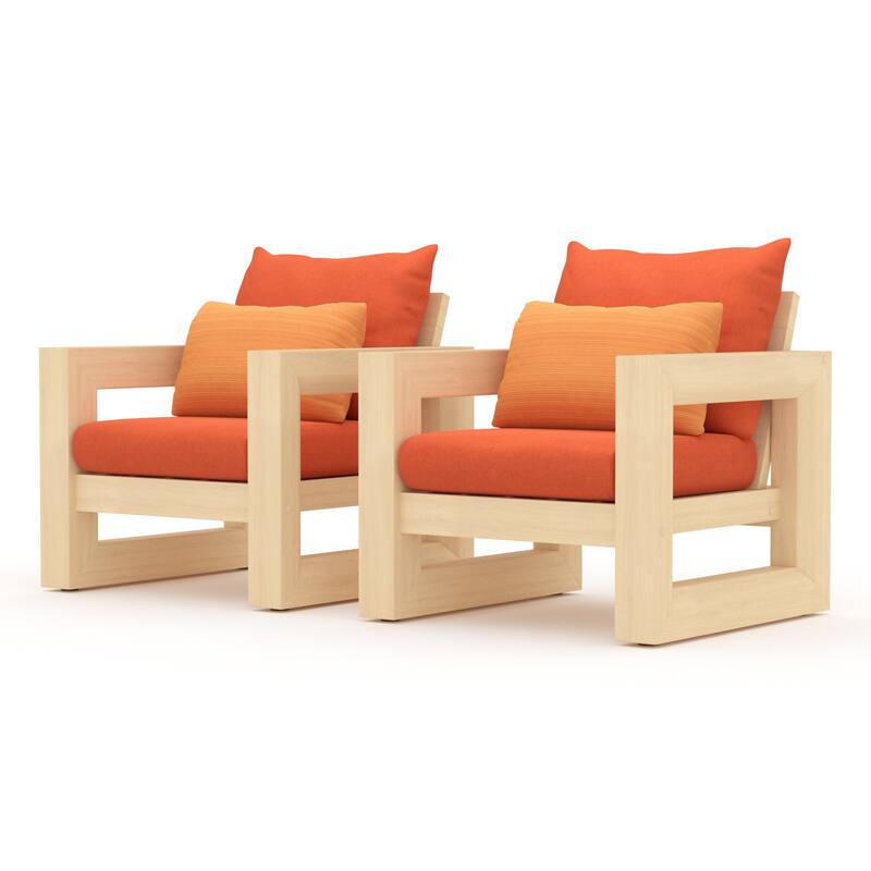 Benson 2 Piece Sunbrella Outdoor Patio Club Chairs - Tikka Orange
