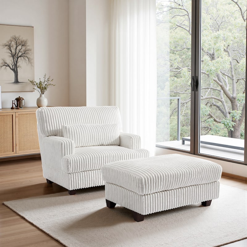 Oversized Chaise Longue Accent Chair with Ottoman