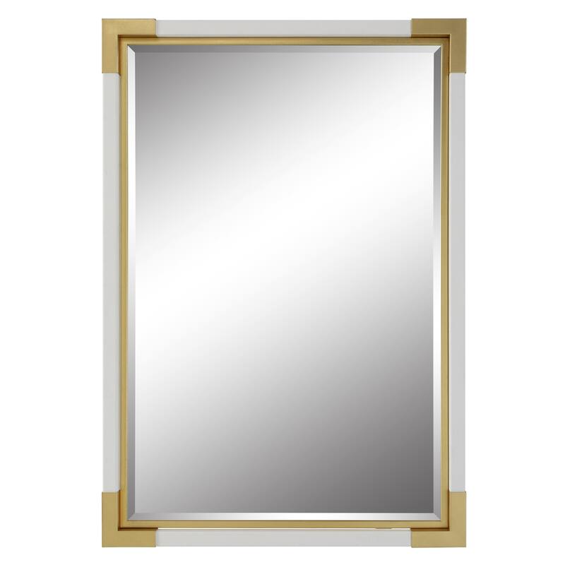 Malik Beveled Rectangular Wall Mirror - 38" - White and Gold