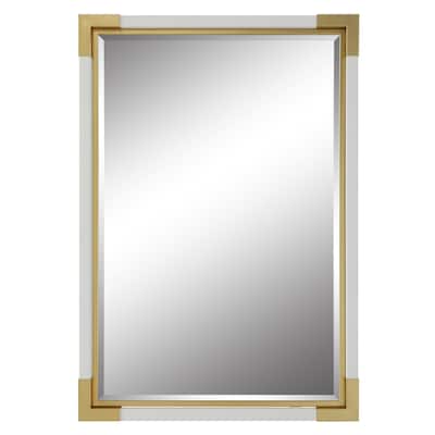 Malik Beveled Rectangular Wall Mirror - 38" - White and Gold