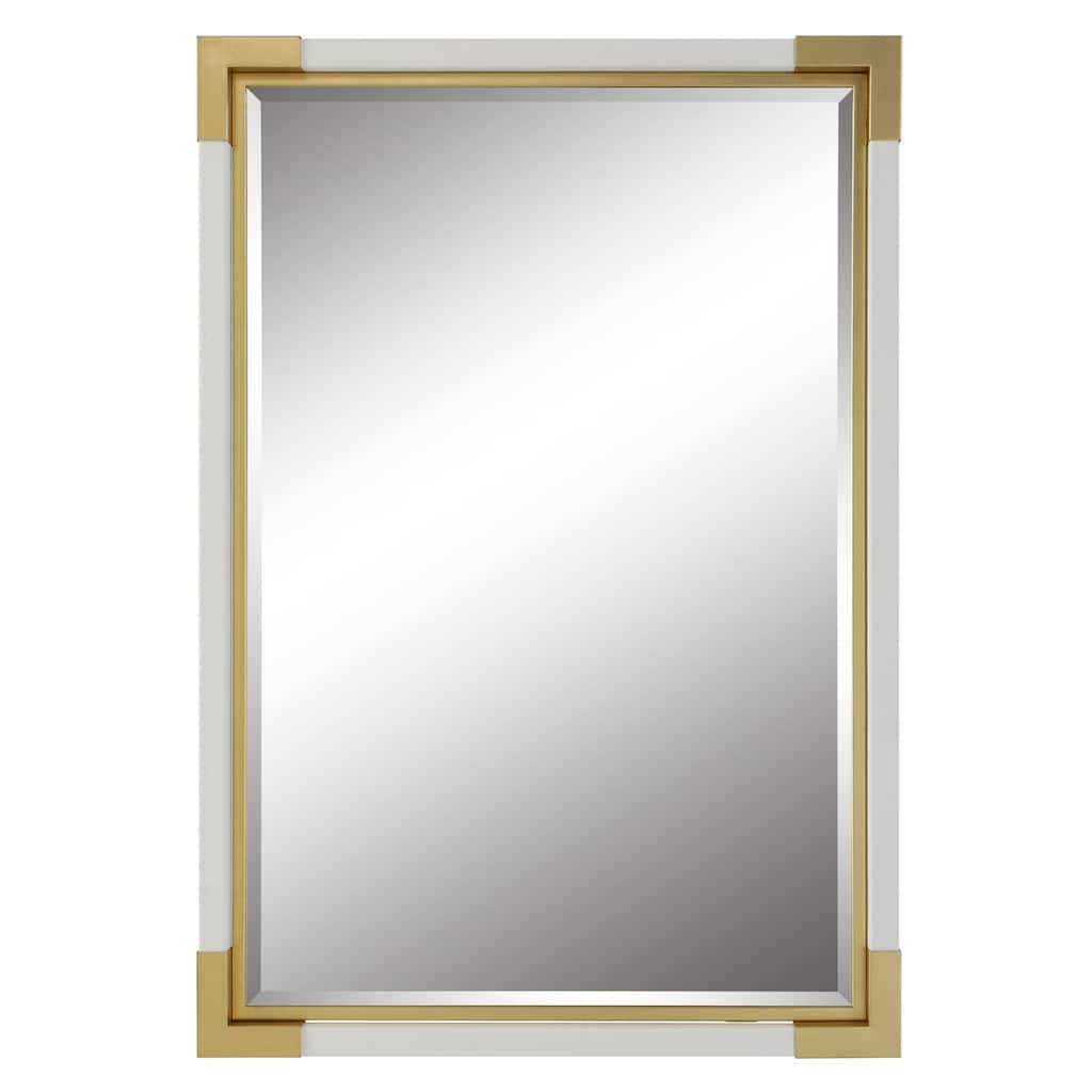 Malik Beveled Rectangular Wall Mirror - 38" - White and Gold