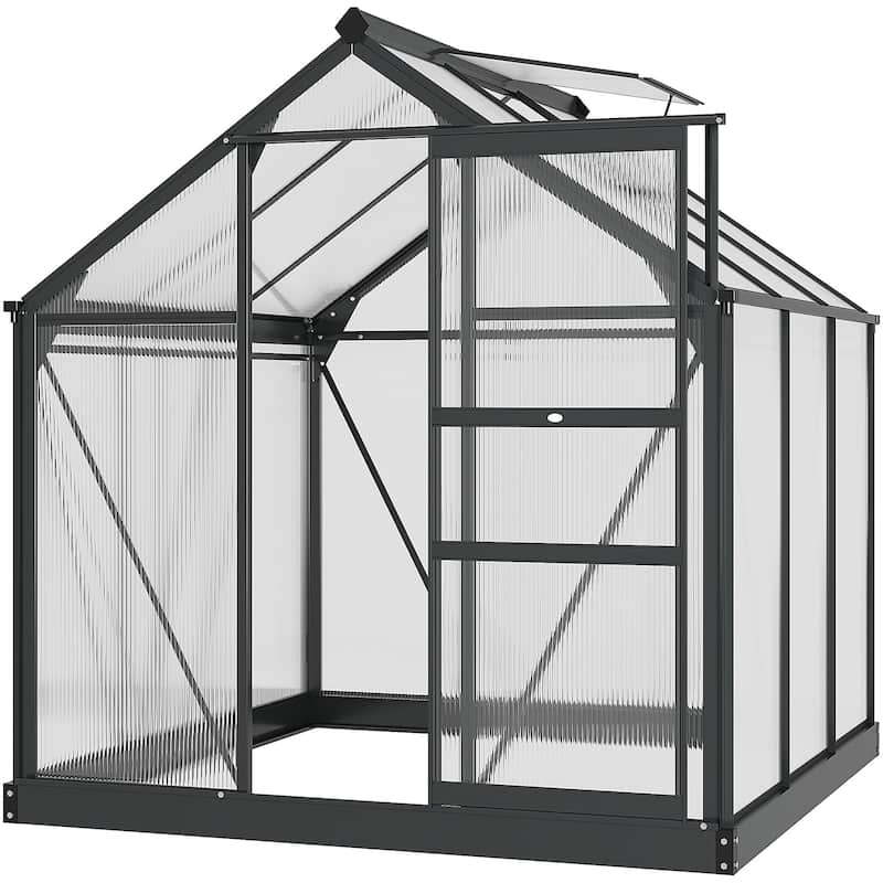 Outsunny Polycarbonate Walk-In Greenhouse for Outdoors - CLEAR