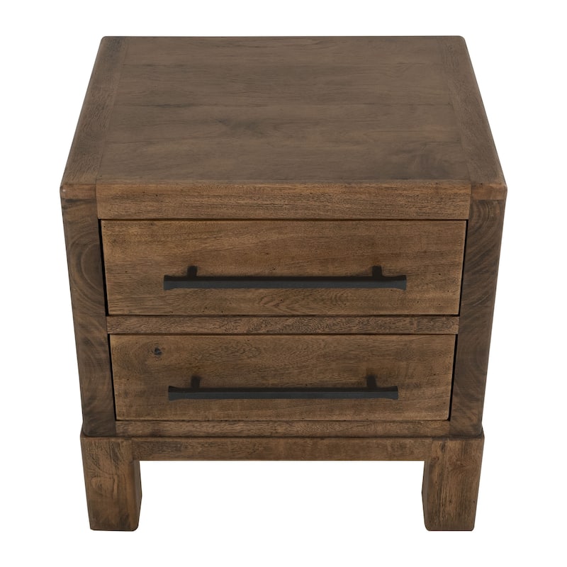 Terry Nightstand with 2 Drawers, Walnut Brown Mango and Melina 24 Inch