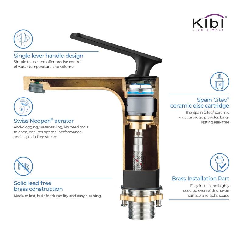 Lead Free Solid Brass Single Handle Bathroom Vanity Sink Faucet with Water Hose