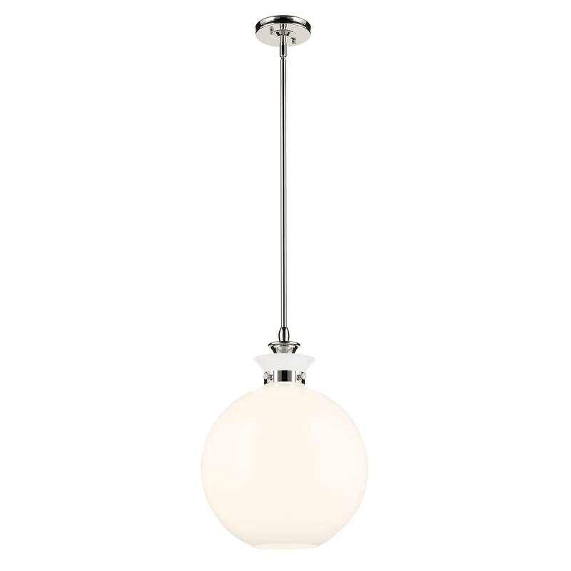 Kichler Lighting Laria 15 Inch 1 Light Pendant with Opal Glass in Polished Nickel