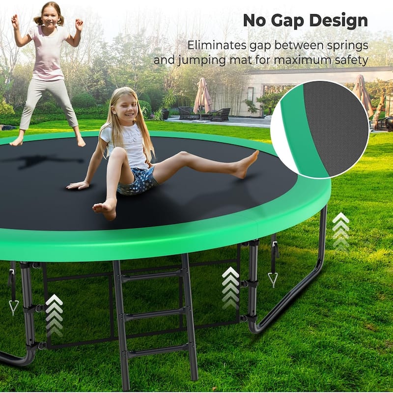 10FT/12FT Upgrade Outdoor Trampoline for Kids and Adults, Pumpkin Trampolines with Curved Poles
