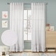 preview thumbnail 6 of 34, Linen Texture Double Ruffle Semi-sheer Curtain Pair(2 panels) 52"Wx63"L - White