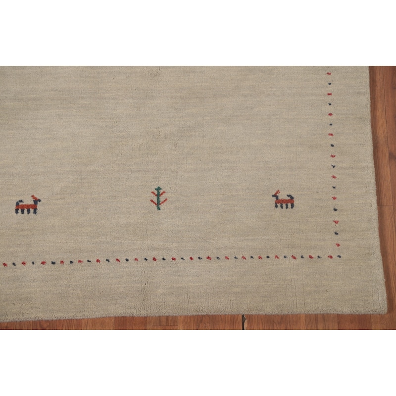 Tribal Gabbeh Accent Rug Hand-Knotted Wool Carpet - 3'11"x 6'0"