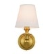 preview thumbnail 7 of 22, Rennnsan 1-Light Farmhouse Black/Gold Iron Wall Sconce with White Fabric Shade