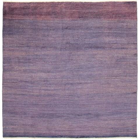 ECARPETGALLERY Hand-knotted Pak Finest Gabbeh Purple Wool Rug - 7'11 x 7'11