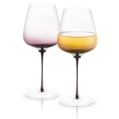 JoyJolt Black Swan White Wine Glasses, 17.8 Oz Set of 2