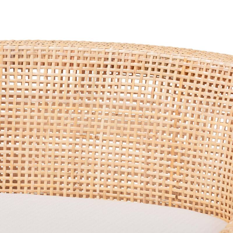 Beata Natural Rattan Counter Stool - Handcrafted Wingback Counter Chair with Removable Cushion, Coastal Boho Style
