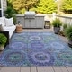 preview thumbnail 1 of 101, Machine Washable Indoor/Outdoor Boho Global Chantille Rug Blue - 10' x 14'
