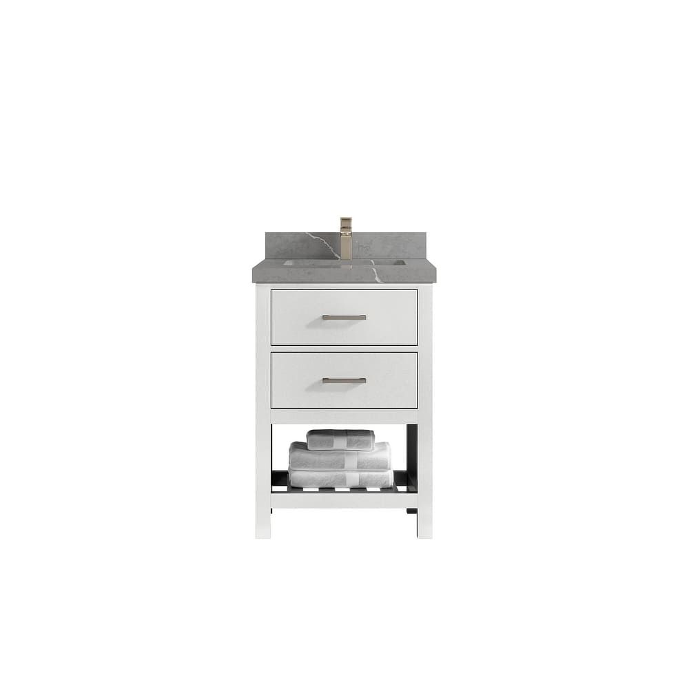 Willow Collections 24 x 22 Parker Single Bowl Sink Bathroom Vanity in White with Countertop - 24 in x 22 in