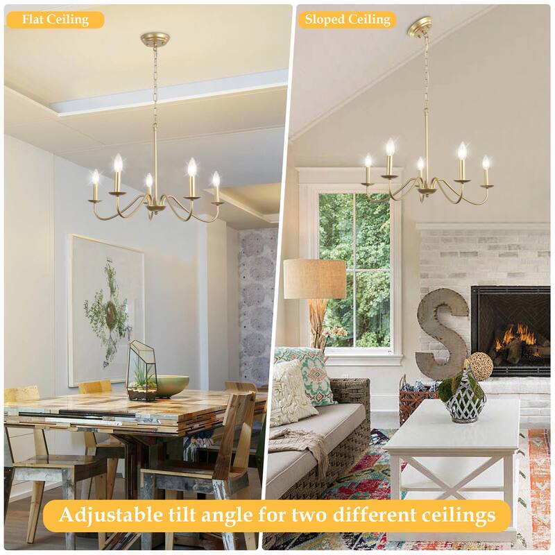 5-Light Farmhouse Chandeliers for Living Room Foyer Hallway Dining Room