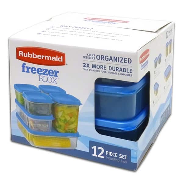Shop Rubbermaid Freezer Blox 12 Piece Food Storage Set Clear Blue - rubbermaid freezer blox containers