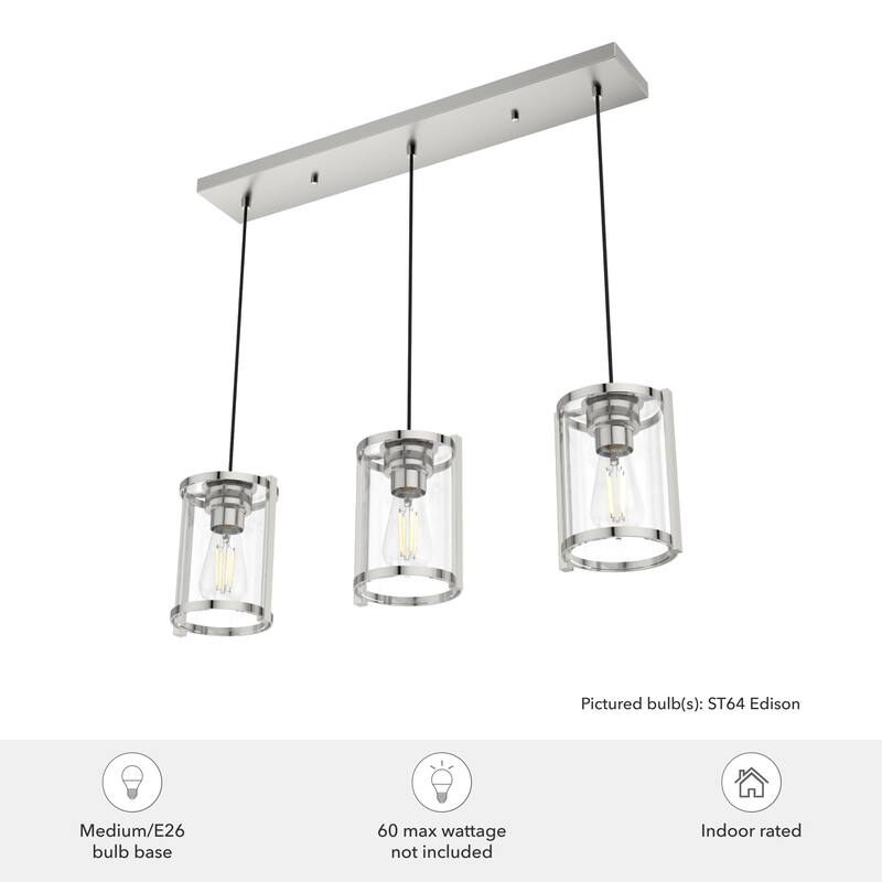 Hunter Astwood 3-Light Linear Cluster, Kitchen Island, Dining Room - Transitional, Contemporary, Modern Farmhouse
