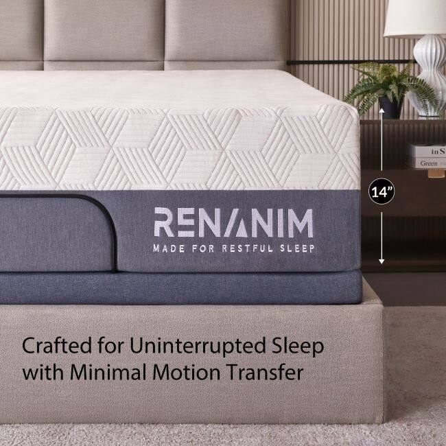 Renanim Cooling Gel Memory Foam Mattress, Breathable & Supportive for Cooler Sleep