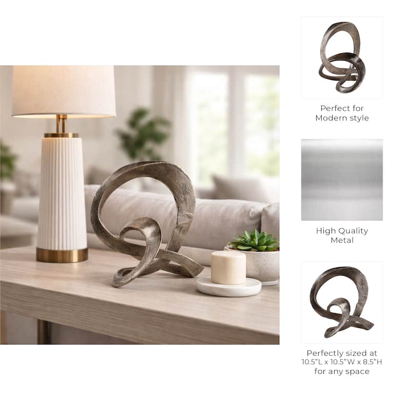 Twisted Knot Decorative Object Sculpture - Abstract Figurine Statue - 10.5"