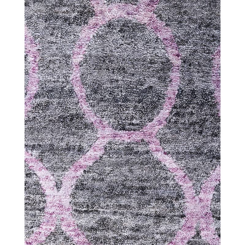 Modern One-of-a-Kind Hand-Knotted Area Rug - Pink, 8' 2" x 10' 1" - 8' 2" x 10' 1"