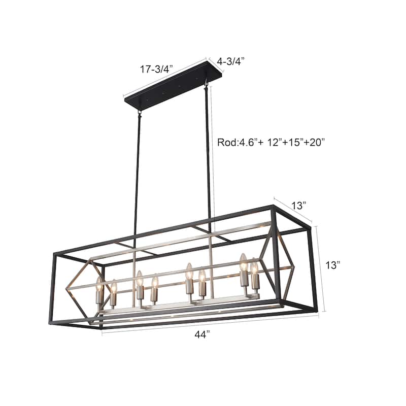8 - Light Kitchen Island Rectangle Chandelier Geometric Modern Cube Design