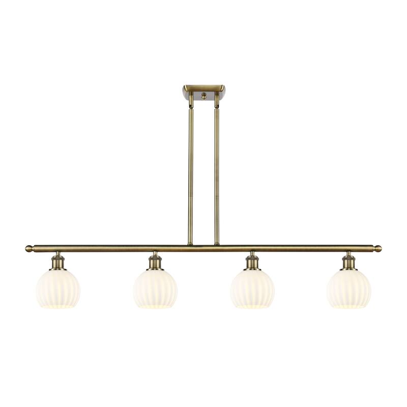 Innovations Lighting 516-4I-9-48-White Venetian-Indoor Pendant White - Antique Brass / White Venetian